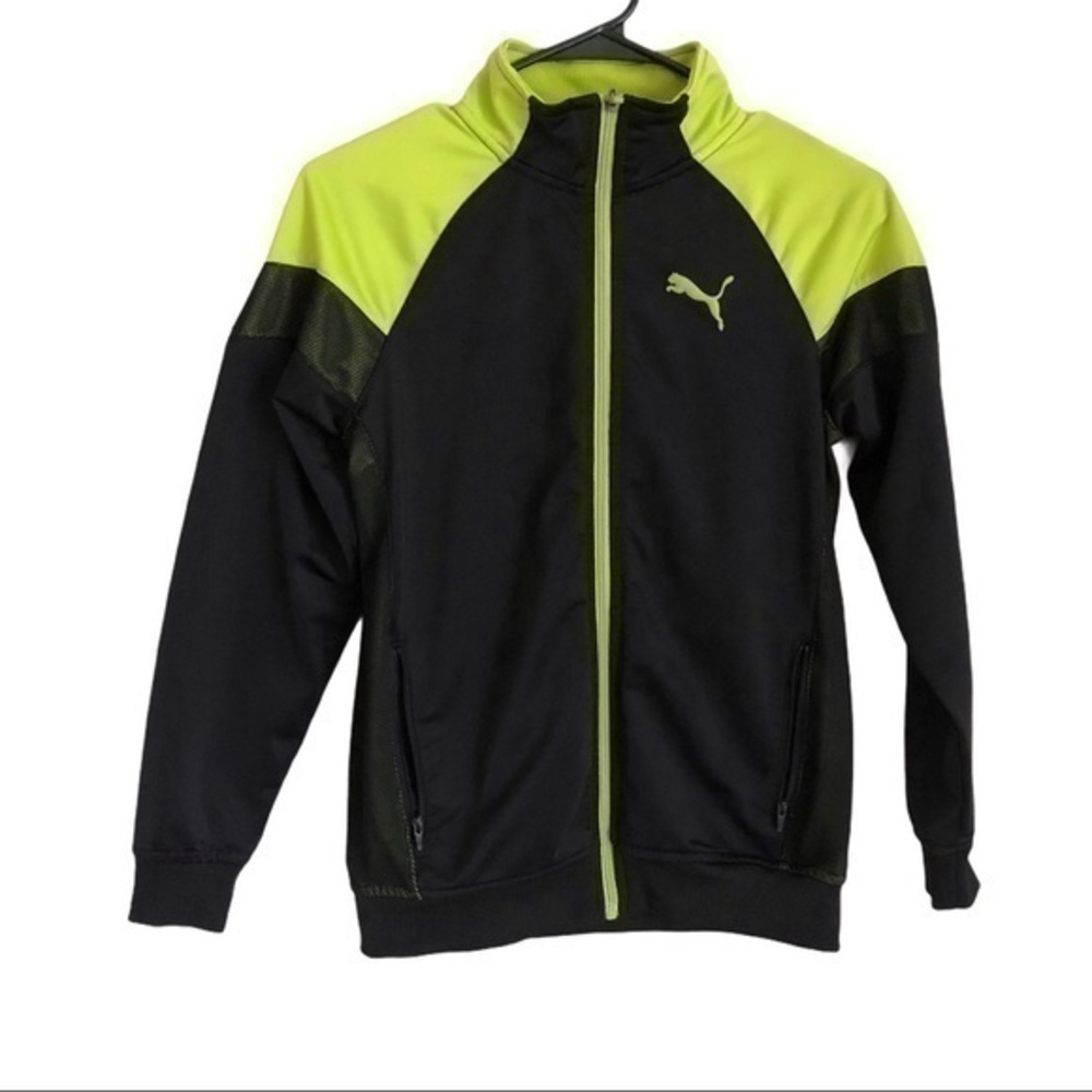 Puma Boys Black Lime Mesh Track Jacket Siz…